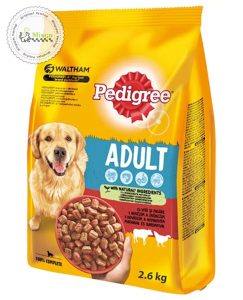 غذای خشک پدیگری سگ بالغ گوشت گاو و مرغ (2.6 کیلوگرم)