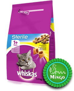 غذای خشک ویسکاس استریل مرغ مخصوص به اضافه یکسال(1.4کیلوگرم) | Whiskas Sterilised +1