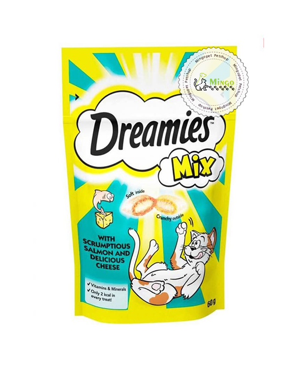 غذای تشویقی گربه Dreamies Mix با طعم سالمون و پنیر(60گرم)