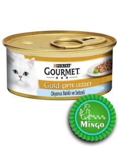 گورمت میکس ماهی اقیانوسی و سبزی (اسفناج) 85 گرم | Purina Gourmet Gold Mixed - Ocian Fish & Spinach 0.85 gr