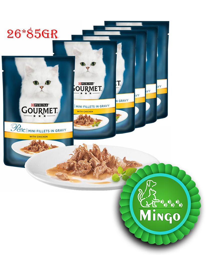 پوچ گربه گورمت با طعم مرغ بسته 26 عددی (26*85گرم) | Gourmet Perle Chicken In Sauce