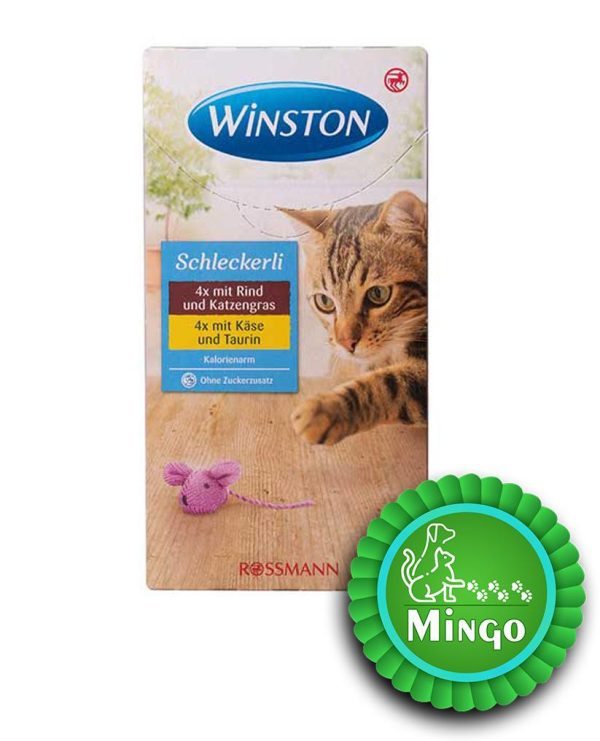 بستنی گربه وینستون دو طعم طعم پنیر و گوشت گاو بسته 8 عددی | Winston, Cat, Schleckerli, chesee and meat rind