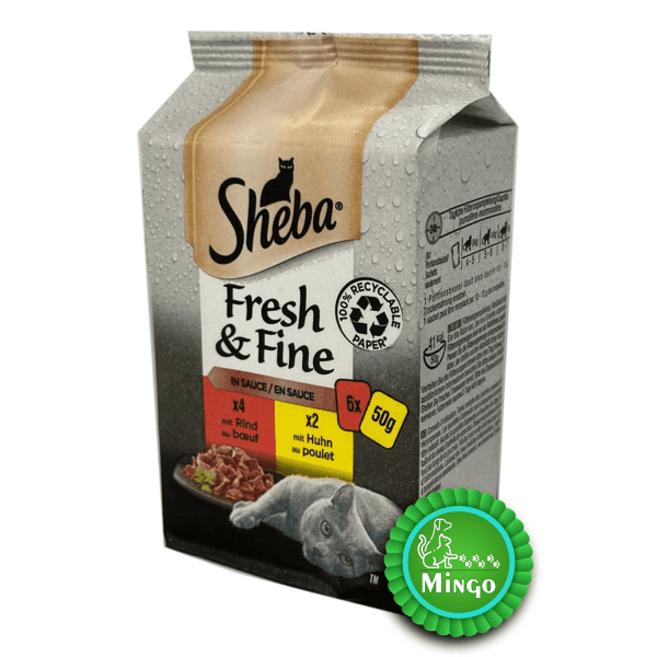 پوچ شبا مالتی پک گوشت گاو و مرغ در سس +1 سری Fresh & Fine (6x50 gr)