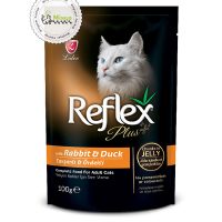 پوچ گربه با طعم گوشت اردک و خرگوش در ژله رفلکس پلاس