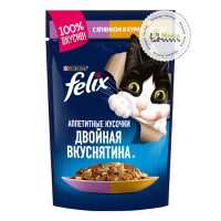پوچ گربه فلیکس با طعم مرغ و بره در ژله (وزن 75 گرم)