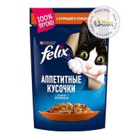 پوچ فلیکس گربه با طعم مرغ و گوجه فرنگی در ژله