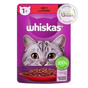 پوچ ویسکاس گوشت گاو در سس گراوی +1 (85 گرمی) | Whiskas Pouch Beef In Gravy +1