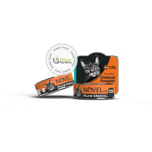 کنسرو گربه نوول لوکس نچرال مرغ و کدو حلوایی (120 گرم)