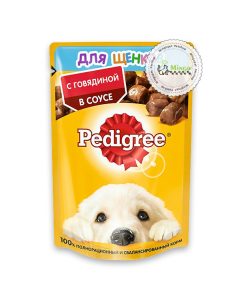 پوچ توله سگ پدیگری با طعم گوشت گاو در سس | Pedigree Beef Pouch وزن 85 گرم
