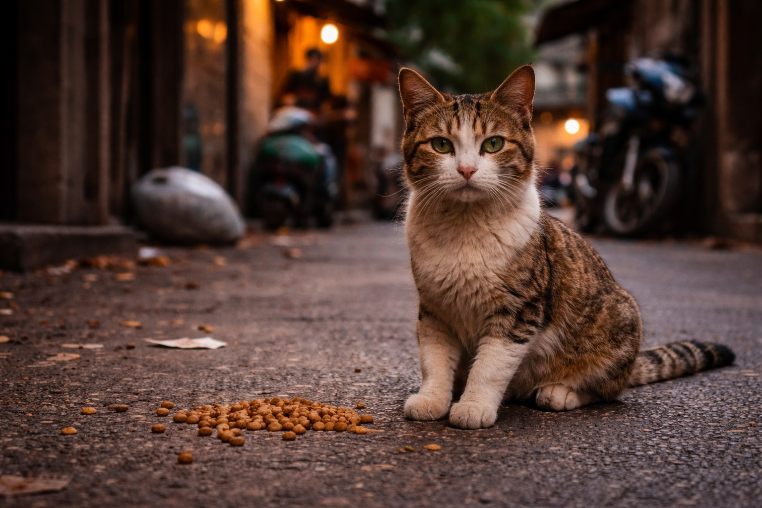 غذای گربه خیابانی